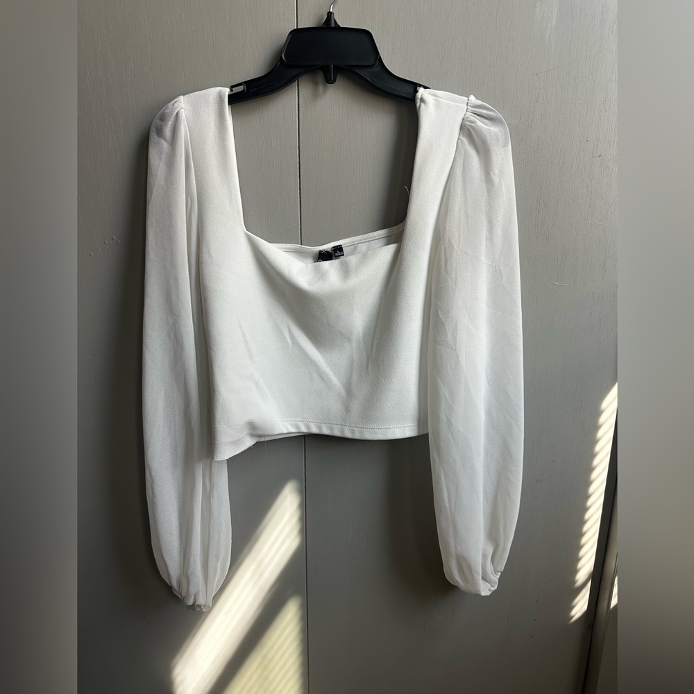 Windsor White Square Neck Cropped Blouse